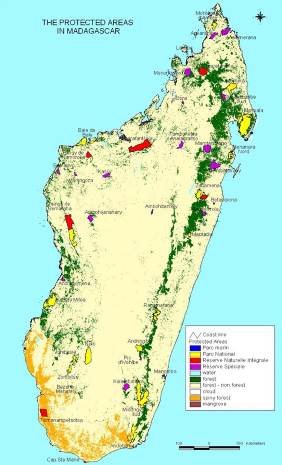 карта Мадагаскар національні парки