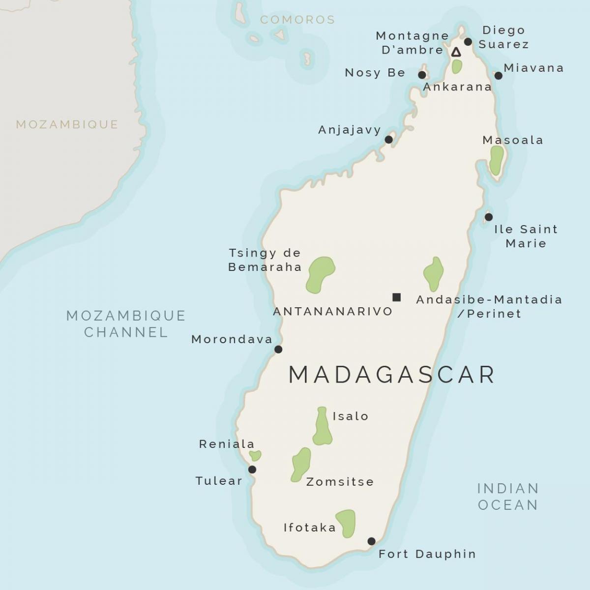 карта Мадагаскару і сусідніх островів