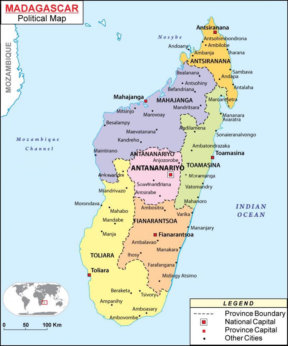 карта політична карта Мадагаскар