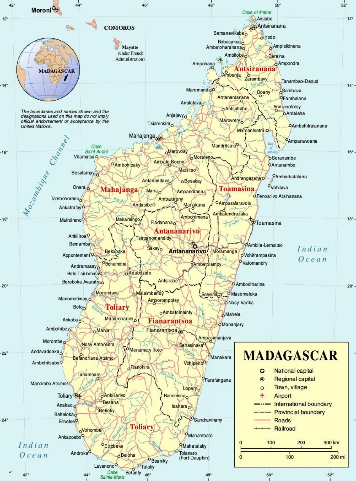 Карта Мадагаскару з містами
